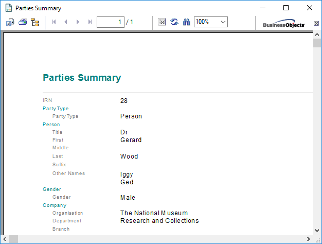 Report output